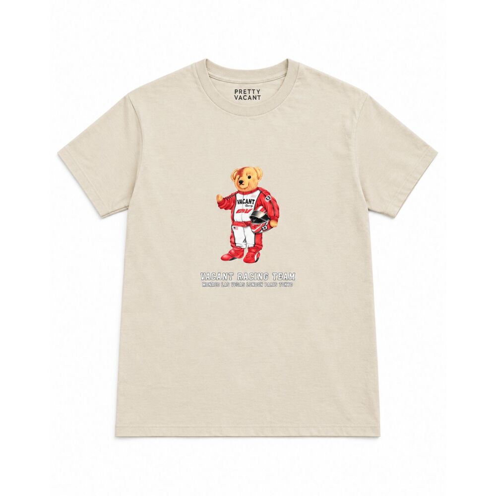Pretty Vacant cream racing bear tee S